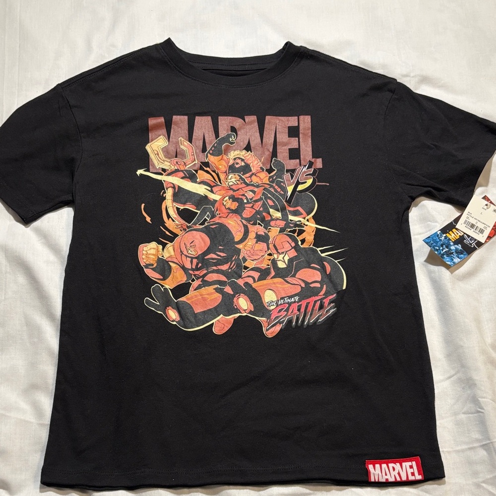Marvel Boys Size L Black and Red Graphic Tee NWT Perfect for your Marvel fans